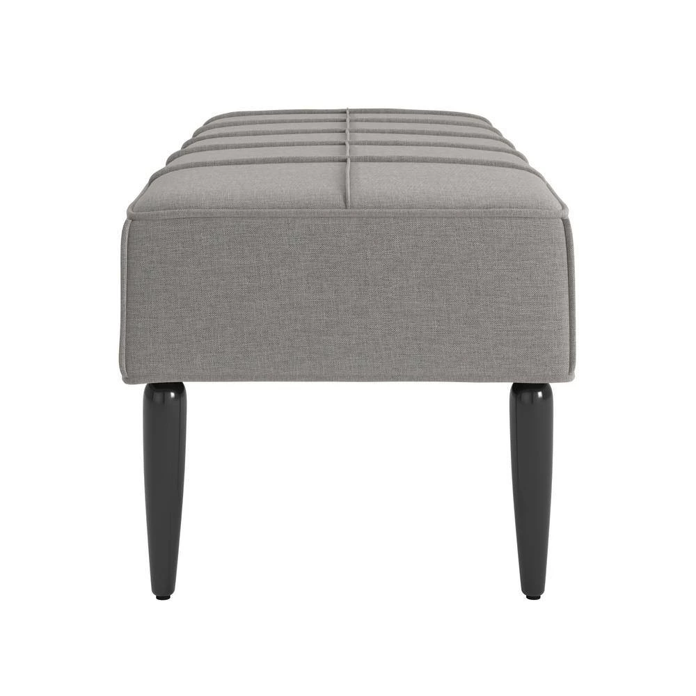 Gray Linen Black Finish Upholstered Bench (51.25W x 19D x 17.25"H) by HomeSullivan - Image 4