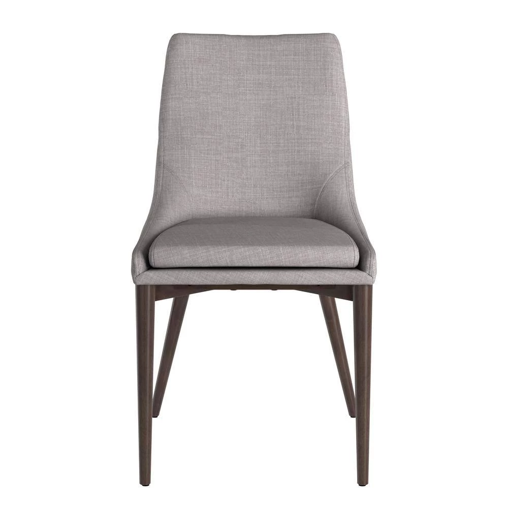 Gray Mid-Century Barrel Back Linen Dining Side Chairs (Set of 2) by HomeSullivan - Image 4