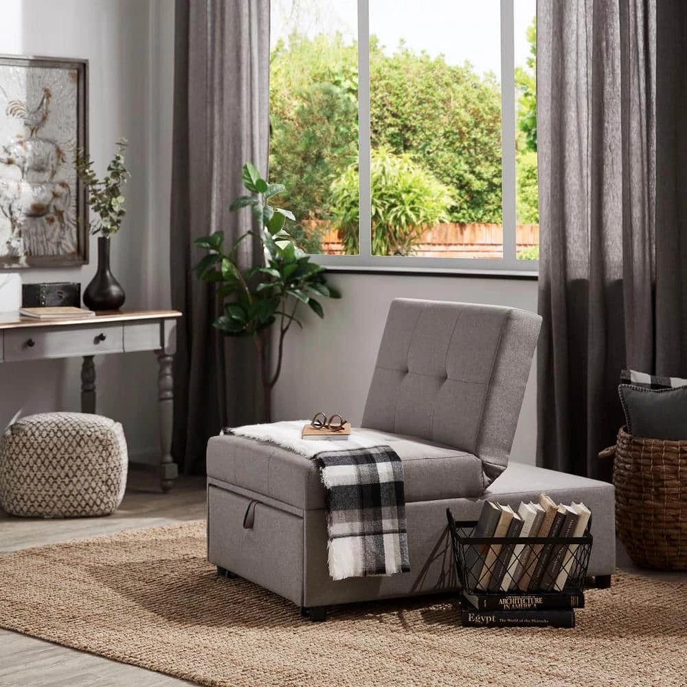 Light Grey Convertible Ottoman by HomeSullivan - Image 9