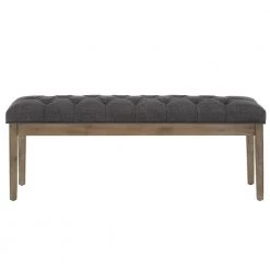 52 in. Dark Gray Premium Tufted Reclaimed Look Upholstered Bench by HomeSullivan