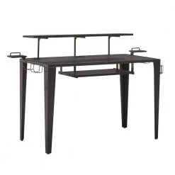 Gunmetal Metal Computer Desk With Usb Charging Port and Adjustable Shelf by HomeSullivan