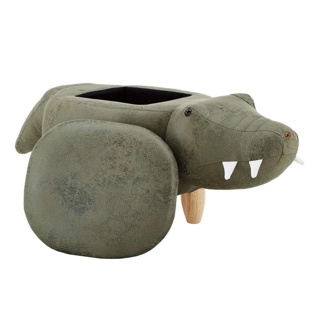 Moss Green Alligator Animal Storage Ottoman by HomeSullivan - Image 3