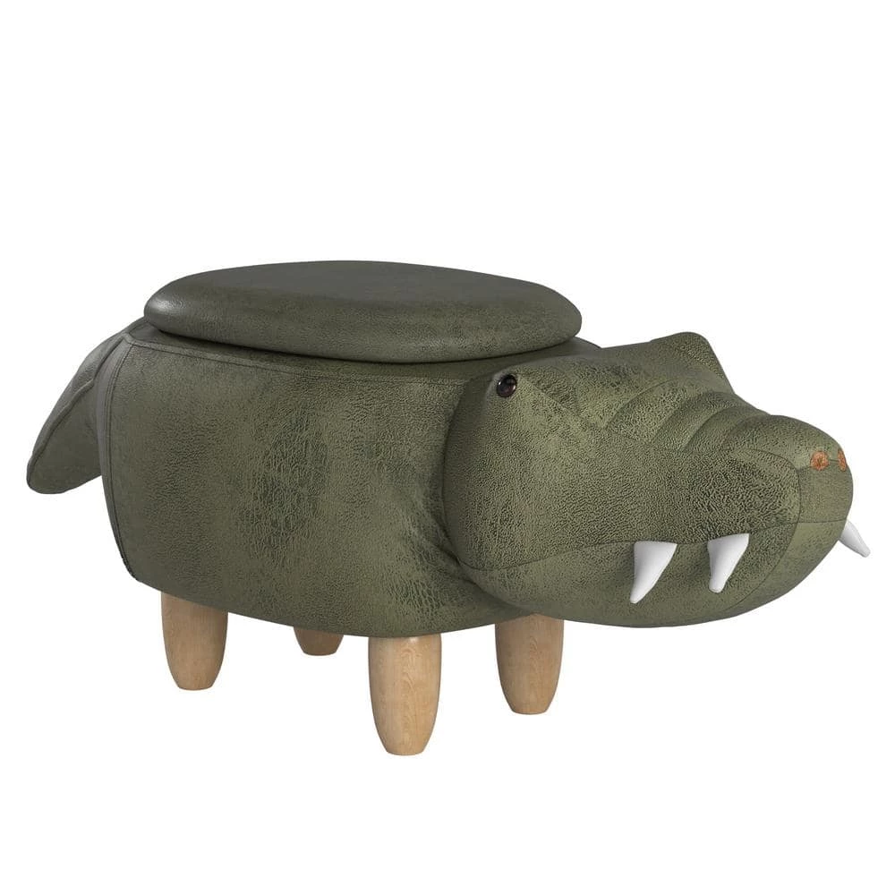 Moss Green Alligator Animal Storage Ottoman by HomeSullivan