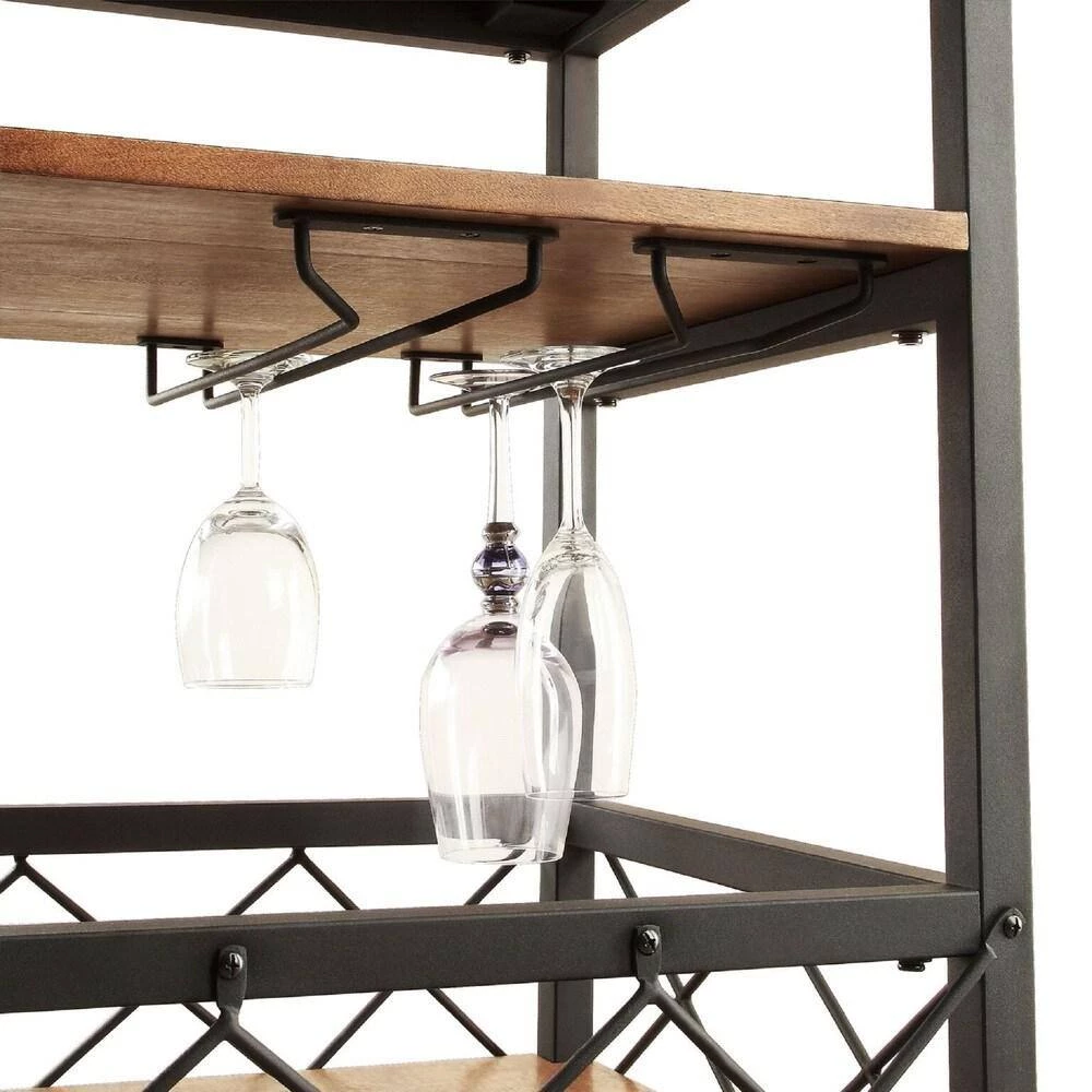 Natural Rustic Serving Cart with Wine Inserts And Removable Tray Top by HomeSullivan - Image 8