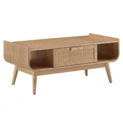 39 .3 in. Natural Finish Rectangle Wicker 1-Drawer Wood Coffee Table by HomeSullivan