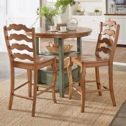 Oak French Ladder Back Wood Counter Height Chair (Set of 2) by HomeSullivan