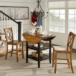 Oak Double X-Back Counter Height Chair (Set of 2) by HomeSullivan