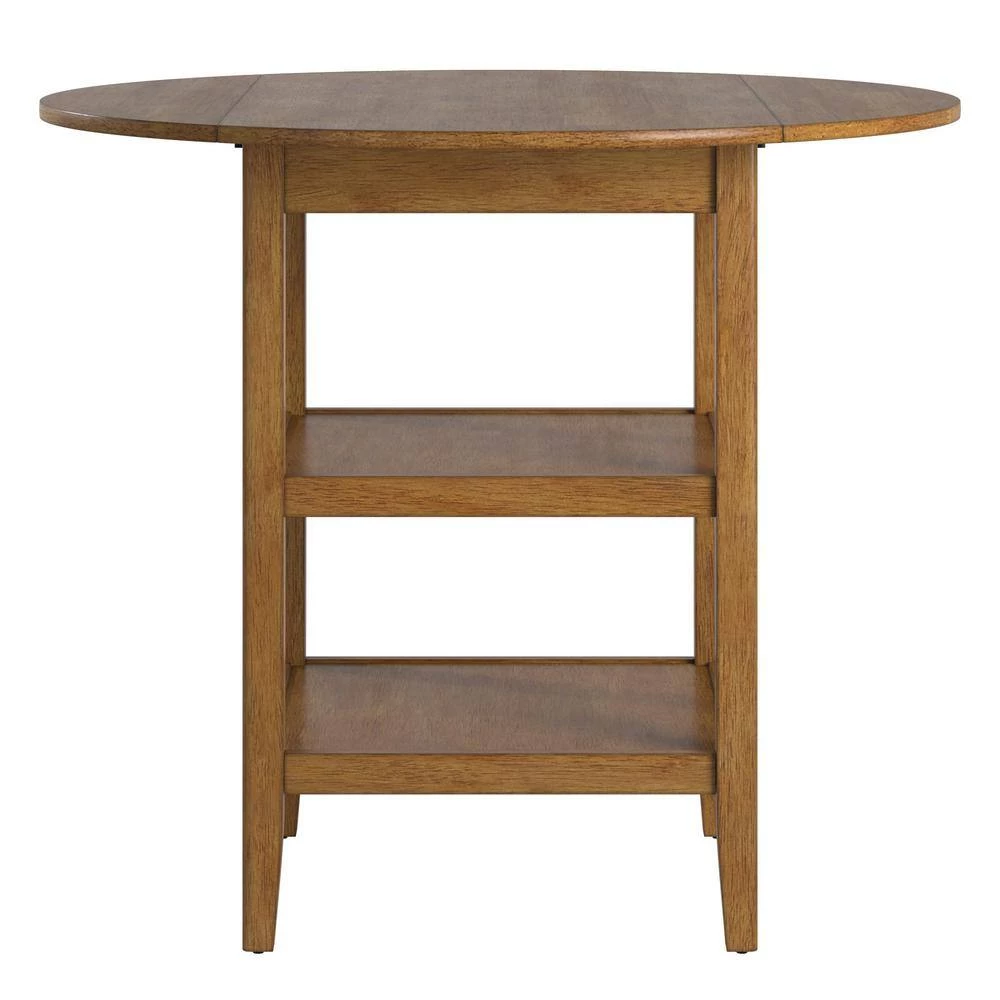 Antique Oak 2-Side Drop Leaf Round Counter Height Table by HomeSullivan - Image 6