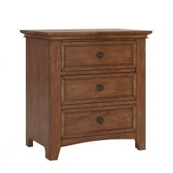3-Drawer Oak Wood Modular Storage Nightstand with Charging Station 28 in. W x 20 in. D x 30 in. H by HomeSullivan