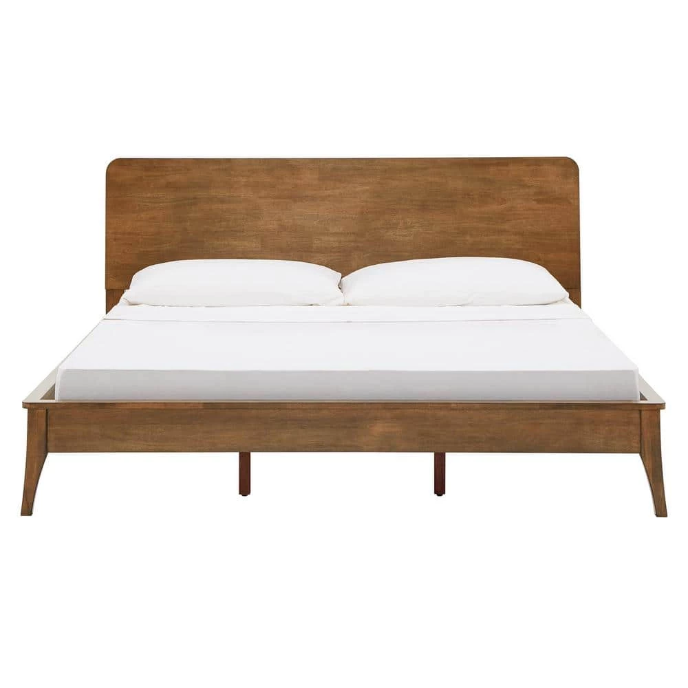 Oak Finish Wood King Platform Bed by HomeSullivan - Image 4