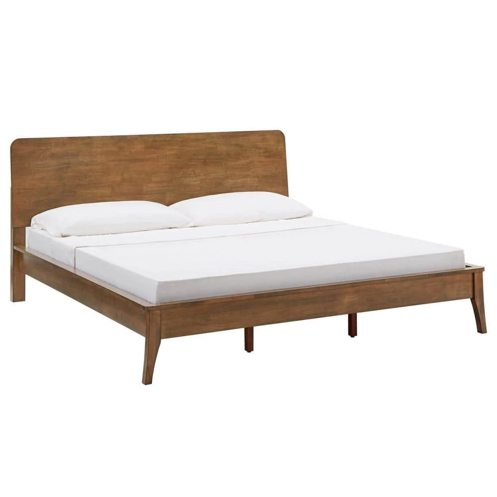Oak Finish Wood King Platform Bed by HomeSullivan - Image 2