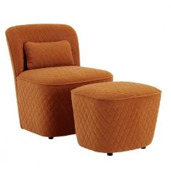 Orange Fabric Chair And Ottoman by HomeSullivan