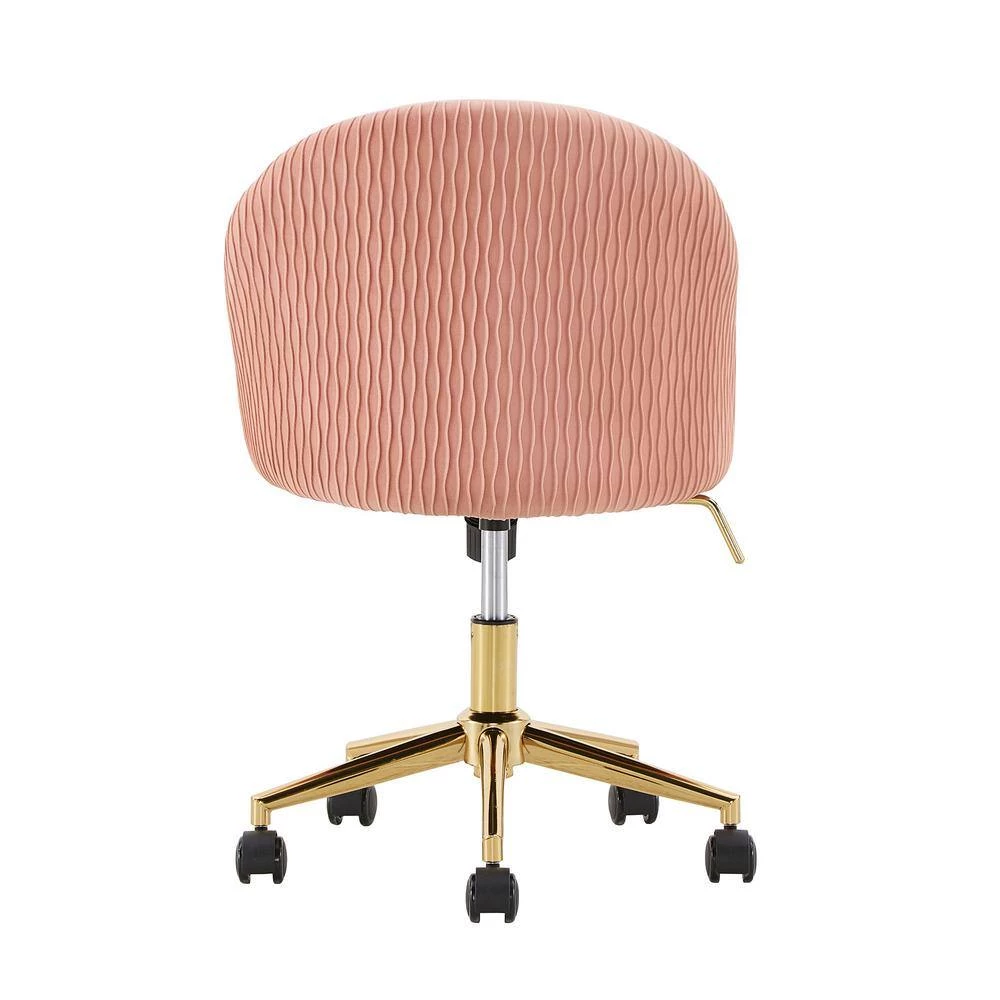 Pink Arc Back Velvet Ripple Pattern Office Chair by HomeSullivan - Image 5