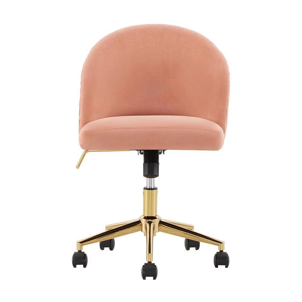 Pink Arc Back Velvet Ripple Pattern Office Chair by HomeSullivan - Image 3