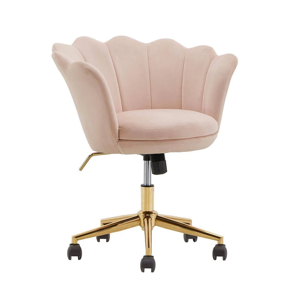 Pink Velvet Seashell Office Chair by HomeSullivan - Image 2