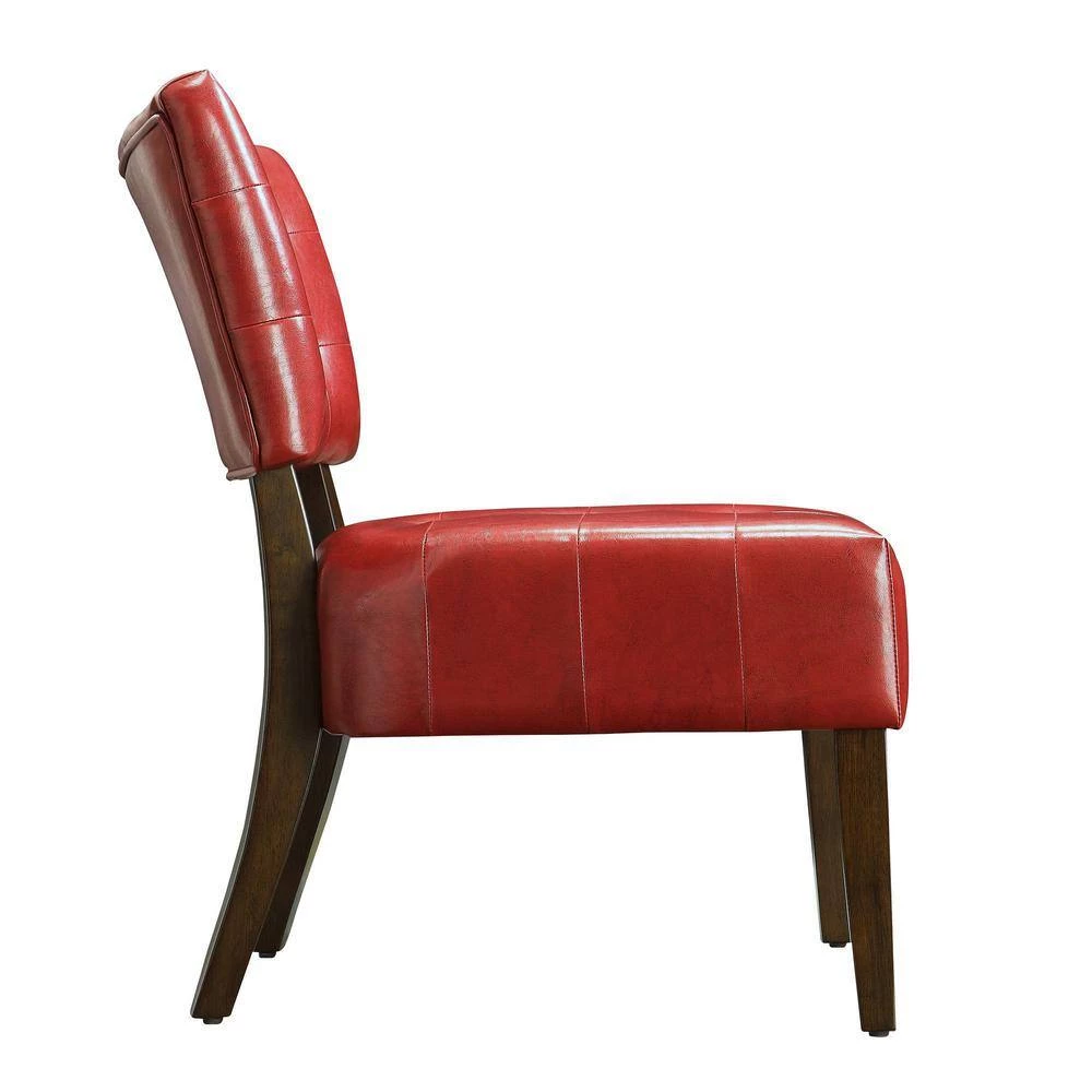 Red Faux Leather Armless Accent Chair by HomeSullivan - Image 5