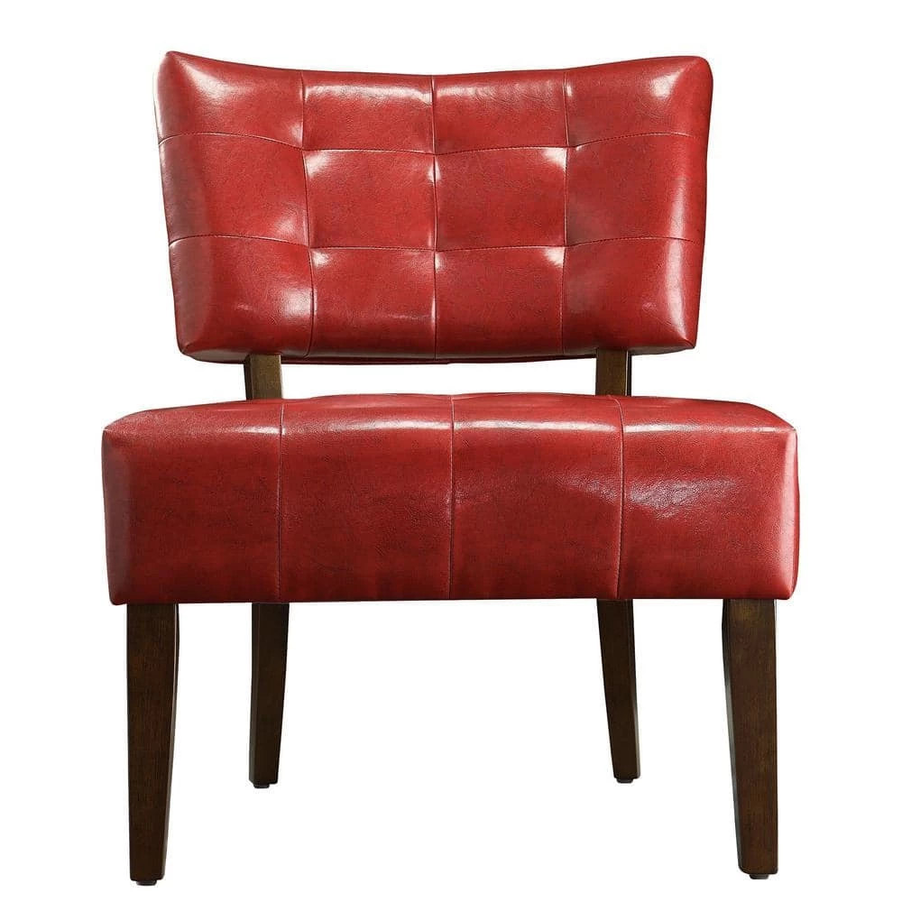 Red Faux Leather Armless Accent Chair by HomeSullivan
