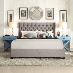 Wentworth Slate King Upholstered Bed by HomeSullivan