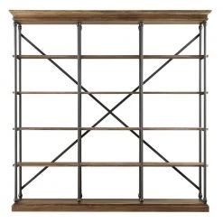 84 in. Vintage Oak Metal 5-shelf Etagere Bookcase with Open Back by HomeSullivan