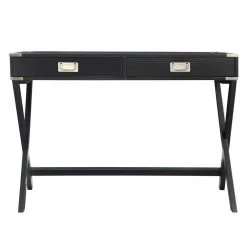 42 in. Vulcan Black X Base Wood Accent Campaign Writing Desk by HomeSullivan