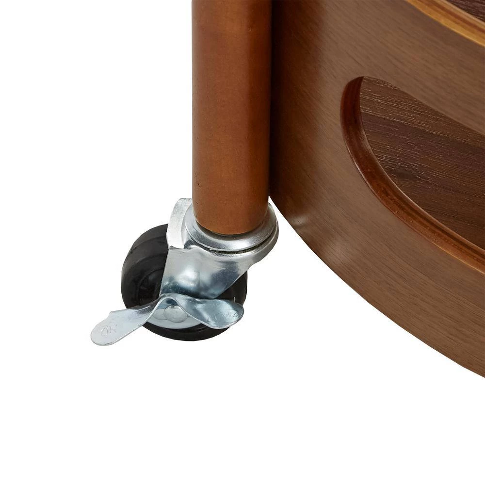 Walnut Round Bar Cart by HomeSullivan - Image 5