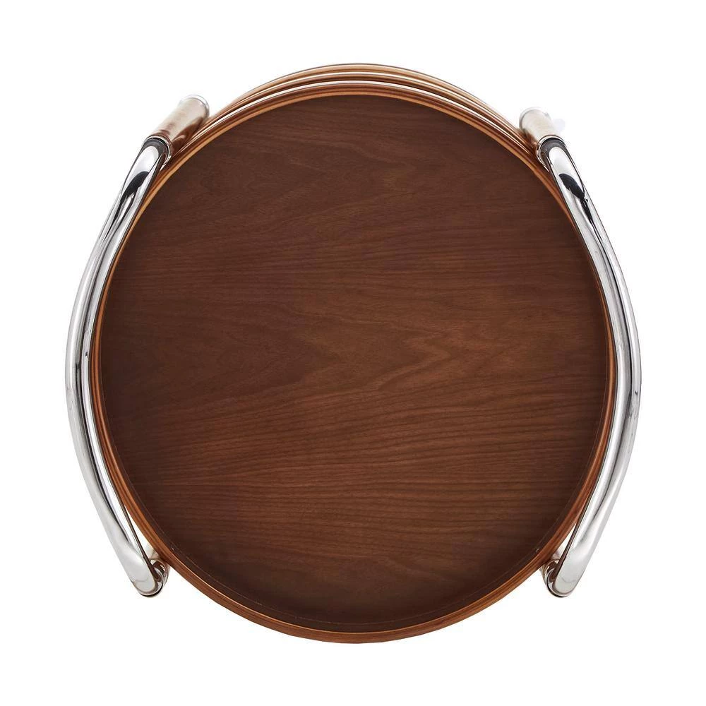 Walnut Round Bar Cart by HomeSullivan - Image 6