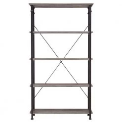 72 in. Weathered Gray Metal 4-shelf Etagere Bookcase with Open Back by HomeSullivan