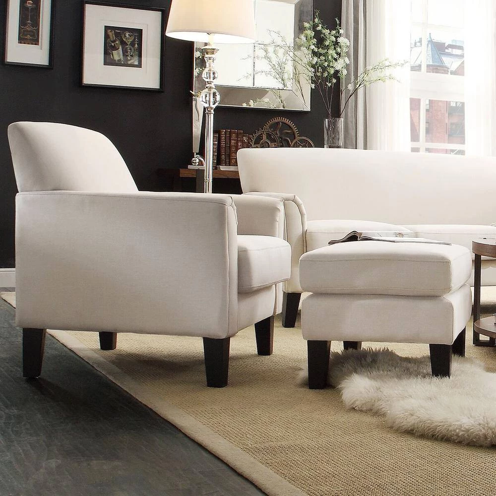 White Modern Accent Chair With Ottoman by HomeSullivan - Image 2