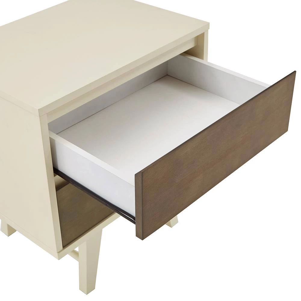 Butter White And Light Charcoal Finish 2-Drawer Nightstand by HomeSullivan - Image 5