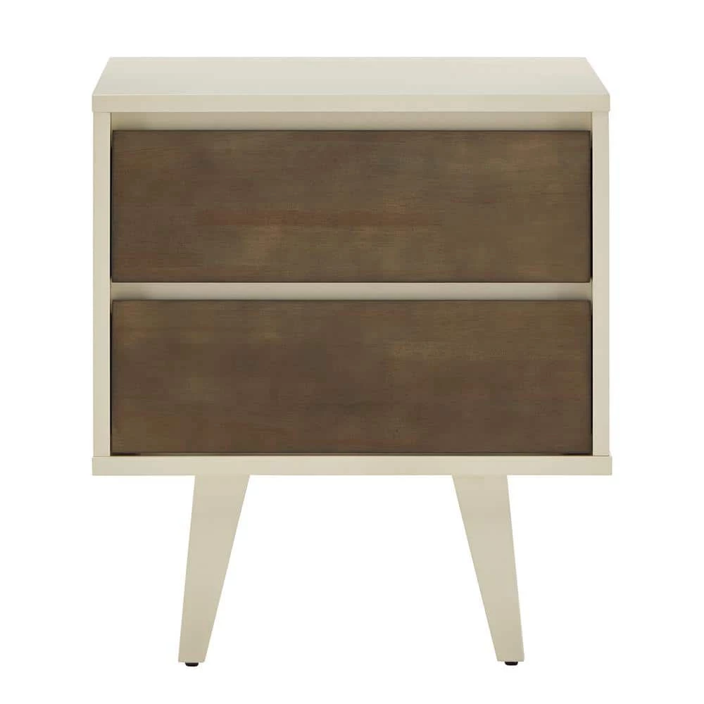 Butter White And Light Charcoal Finish 2-Drawer Nightstand by HomeSullivan