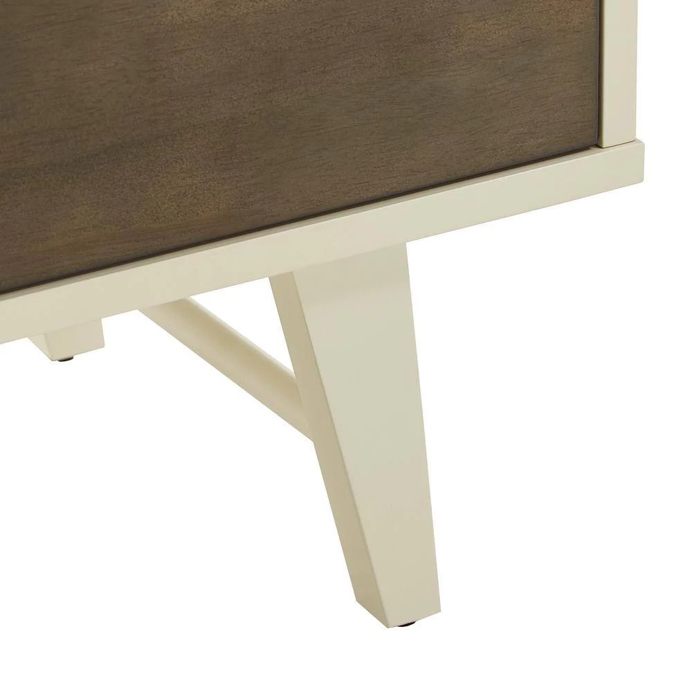 Butter White And Light Charcoal Finish 2-Drawer Nightstand by HomeSullivan - Image 7