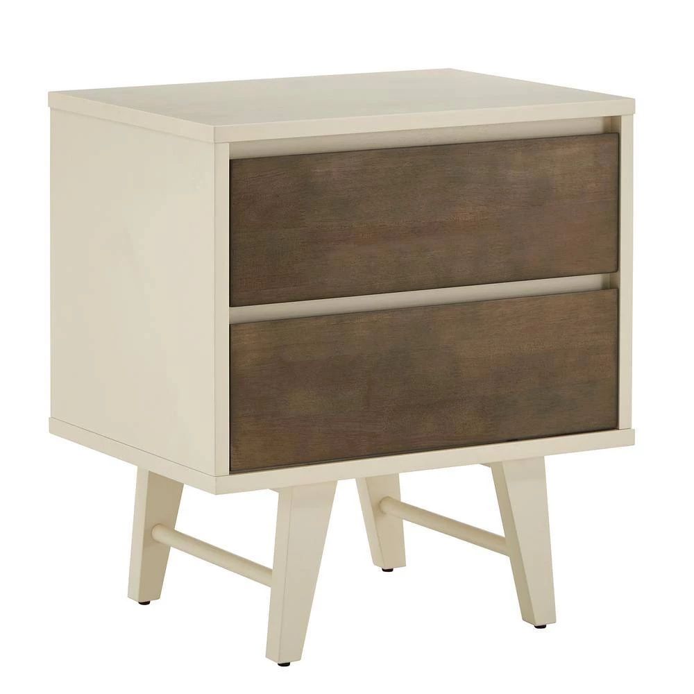 Butter White And Light Charcoal Finish 2-Drawer Nightstand by HomeSullivan - Image 2