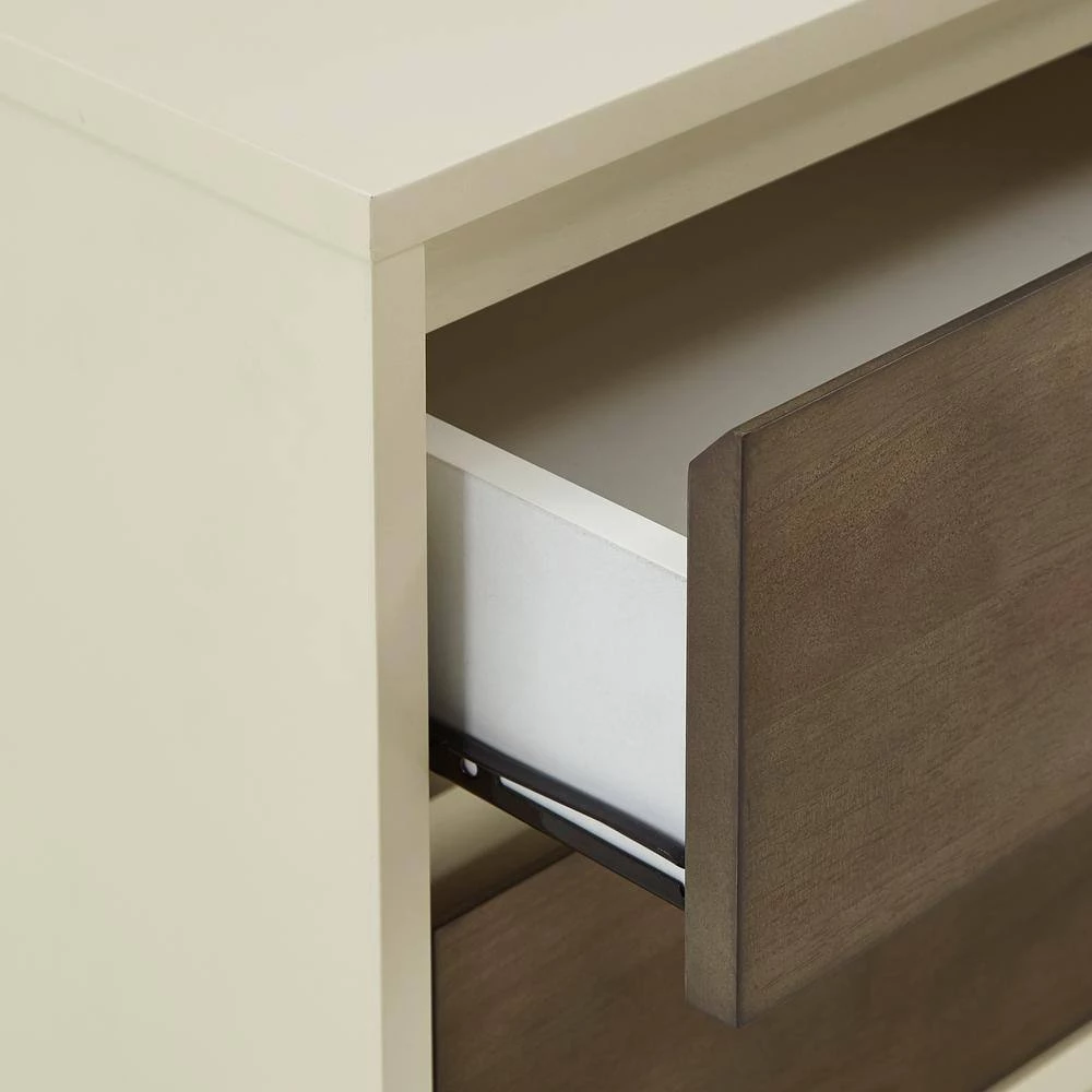 Butter White And Light Charcoal Finish 2-Drawer Nightstand by HomeSullivan - Image 6