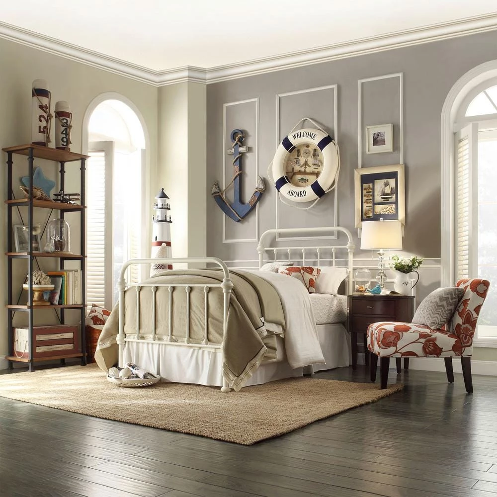 White Antique Graceful Victorian Metal Twin Bed by HomeSullivan - Image 7