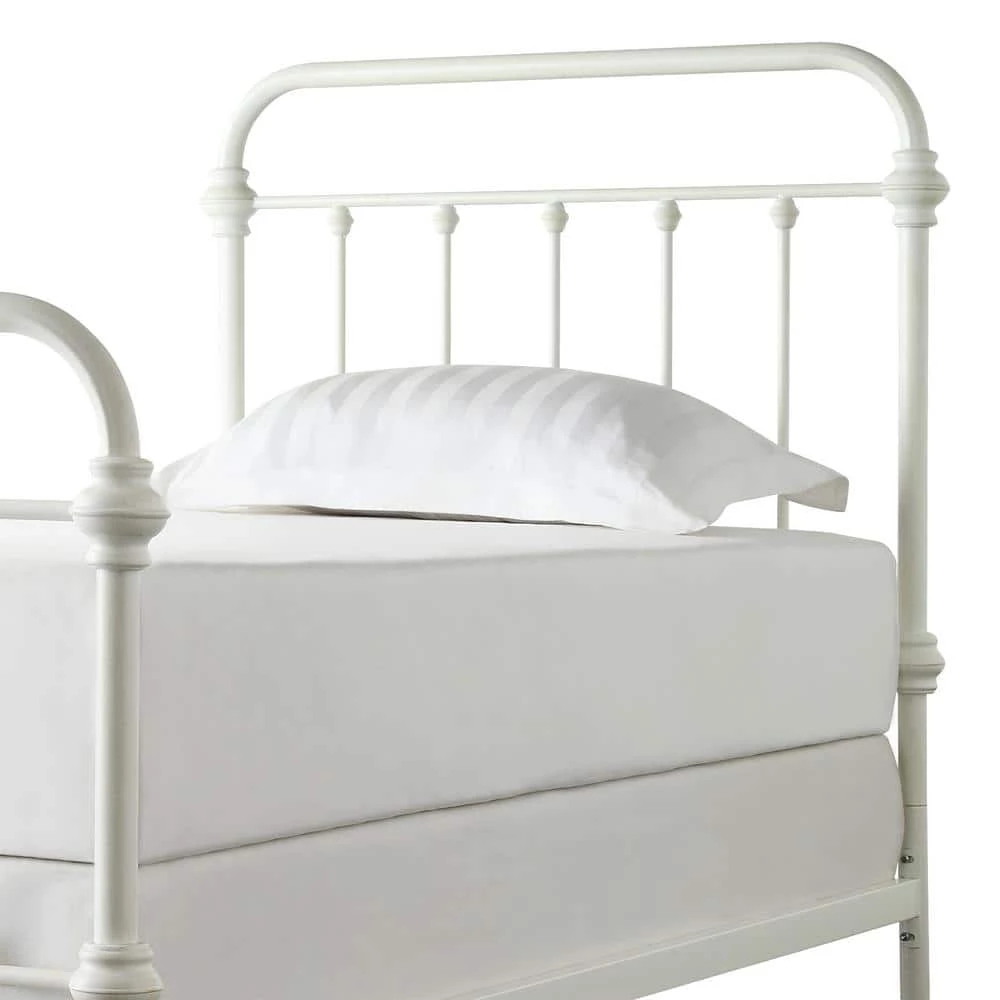 White Antique Graceful Victorian Metal Twin Bed by HomeSullivan - Image 3