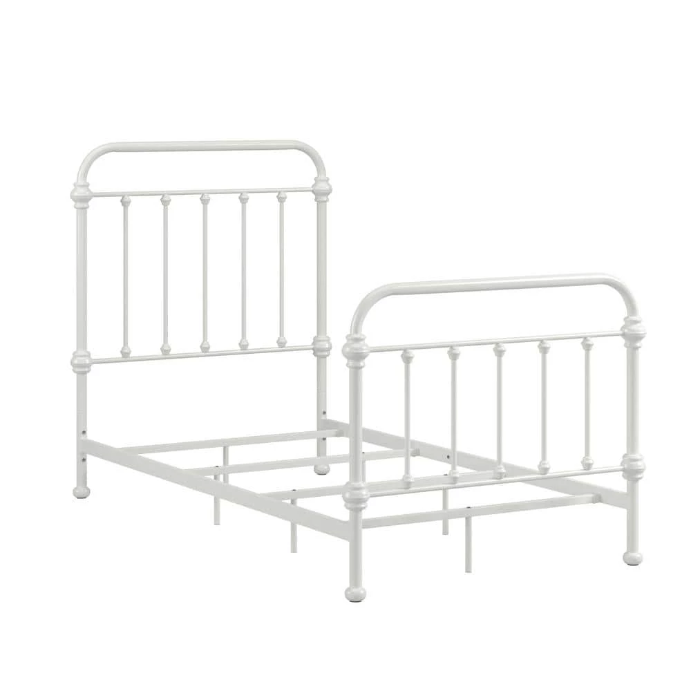 White Antique Graceful Victorian Metal Twin Bed by HomeSullivan