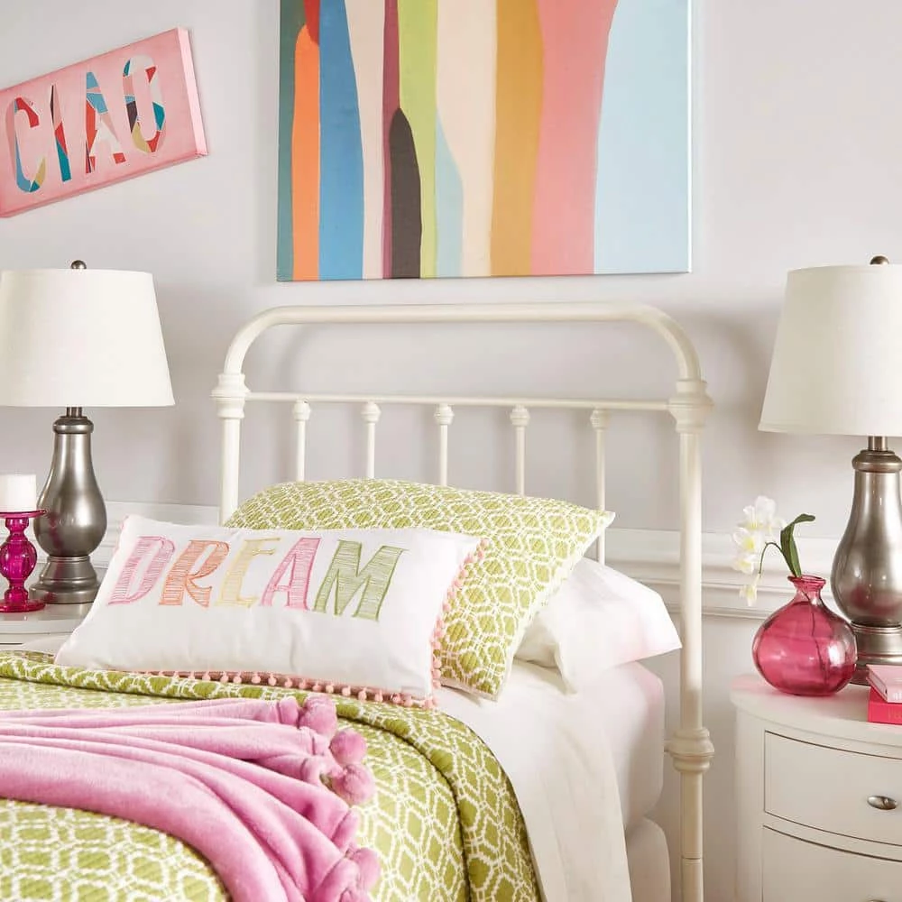 White Antique Graceful Victorian Metal Twin Bed by HomeSullivan - Image 6