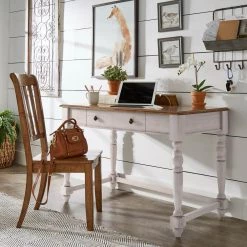 Antique White 1-Drawer Desk With Charging Station by HomeSullivan