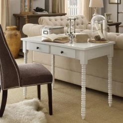 42 in. White 2-Drawer Helix Legs Office Desk by HomeSullivan