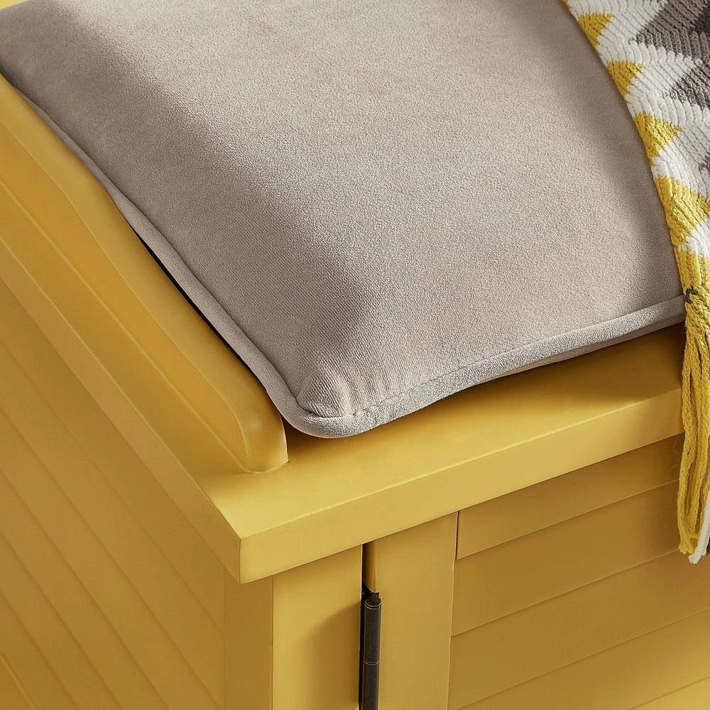 Banana Yellow Shoes Bench With Beige Velvet Cushion by HomeSullivan - Image 4