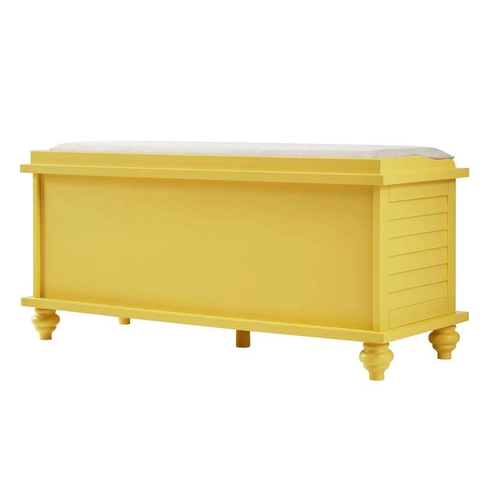 Banana Yellow Shoes Bench With Beige Velvet Cushion by HomeSullivan - Image 6